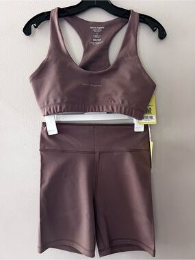 Sports Organics Mauve Racerback Sports Bra & High-Waist Bike Shorts Set